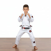 Novakik Kids BJJ GI with White Belt – White Alpha Series 450 GSM Kimono Jiu Jitsu Uniform
