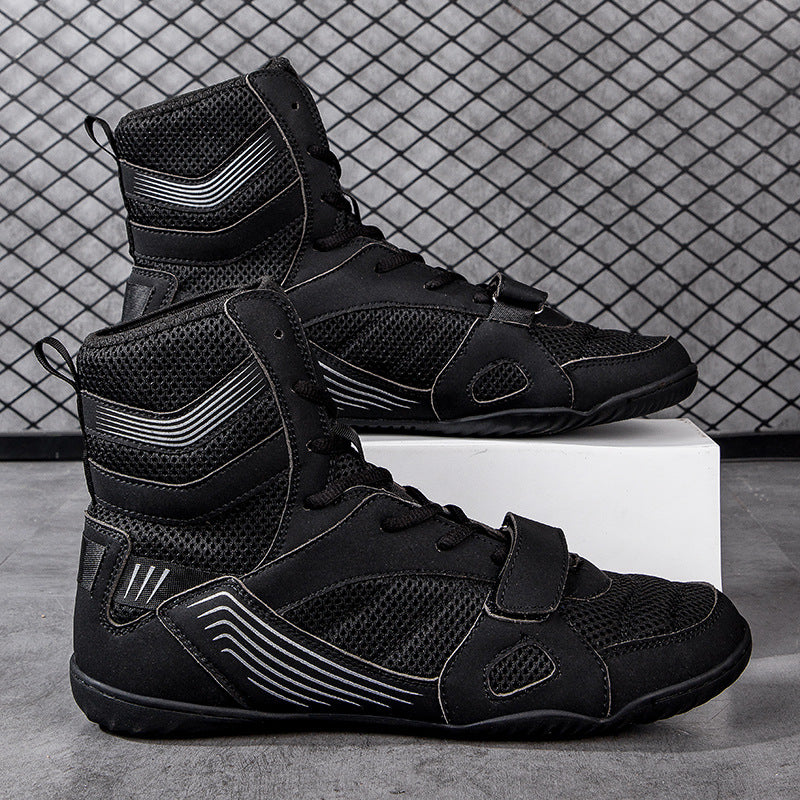High-Top Boxing Shoes with Strap Support