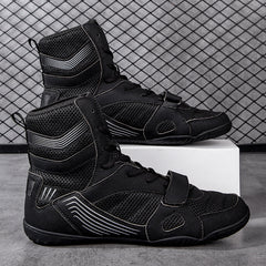 High-Top Boxing Shoes with Strap Support