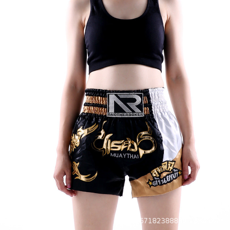 ANOTHER BOXER Thai Script Embroidered Kickboxing Shorts