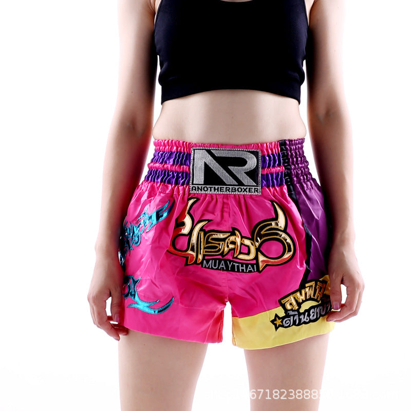ANOTHER BOXER Thai Script Embroidered Kickboxing Shorts