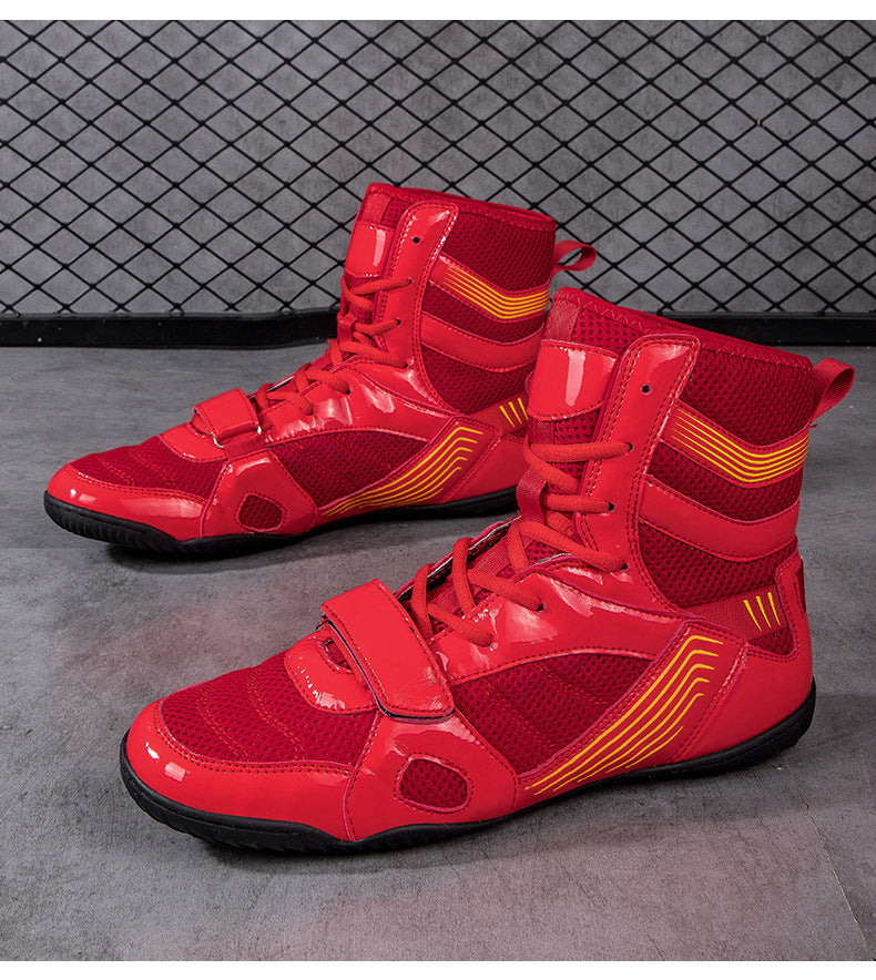 High-Top Boxing Shoes with Strap Support