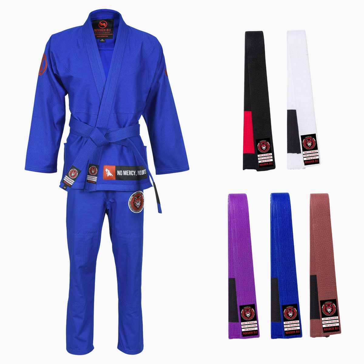 Novakik Women's BJJ GI with White Belt  – Blue Alpha Series 450 GSM Kimono Jiu Jitsu Uniform